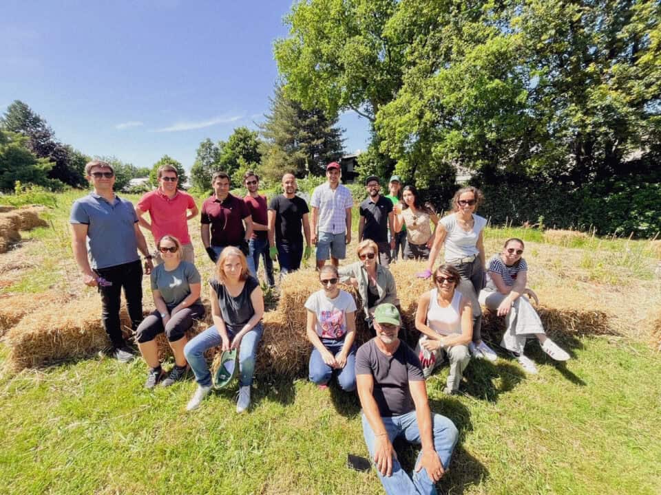 Collaborateurs participants à une action associative en extérieur avec MiniBigForest à l'occasion de notre Social Day.